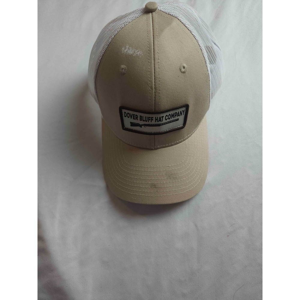Dover Bluff Hat Co. Trucker Hat Beige White Mesh‎ Back Snapback One Size Outdoor